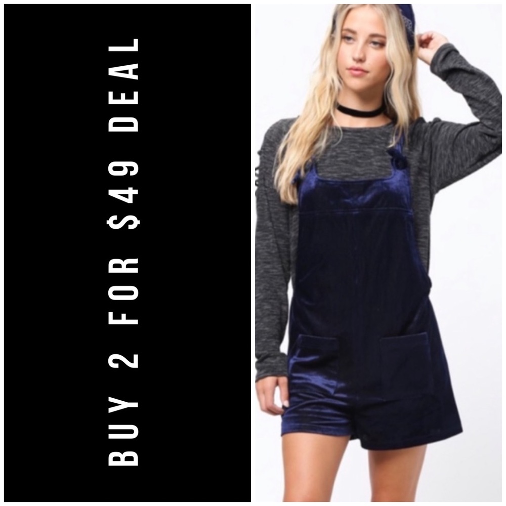 NAVY VELVET ROMPER